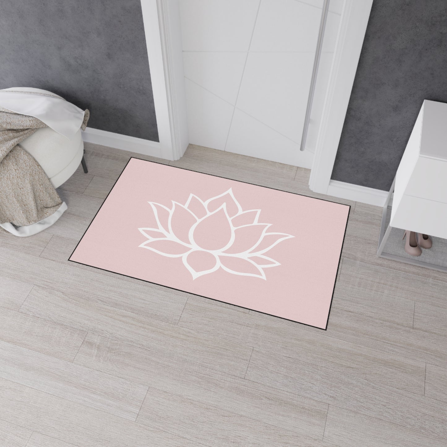 Decorative Heavy Duty Non-Slip Floor Mat Stylish Design Perfect for Entryway Kitchen Décor Pink Lotus Blossom Floral Design Rug Bathroom Mat
