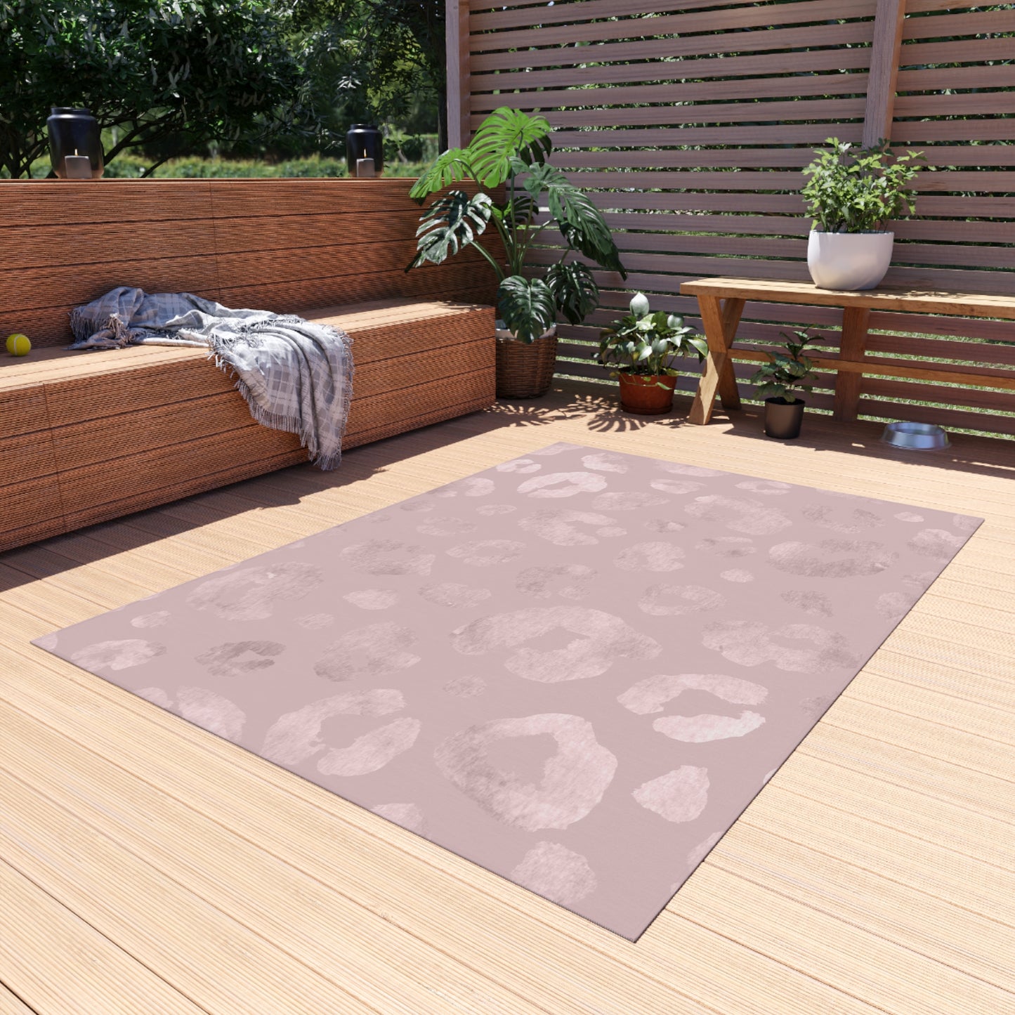 Pink Chenille Outdoor Rug with No-Skid Backing Cozy Outdoor Carpet Patio Decor Gazebo Beachy Rug Pool Area Decor Dusty Rose Kitchen Carpet