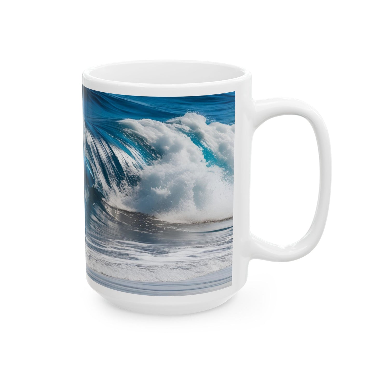 Ocean Wave Ceramic Coffee Mug Modern Beachy Design Mug Tea Cup Oceanic Swirl Design Salt Life Surfer Ceramic Mug