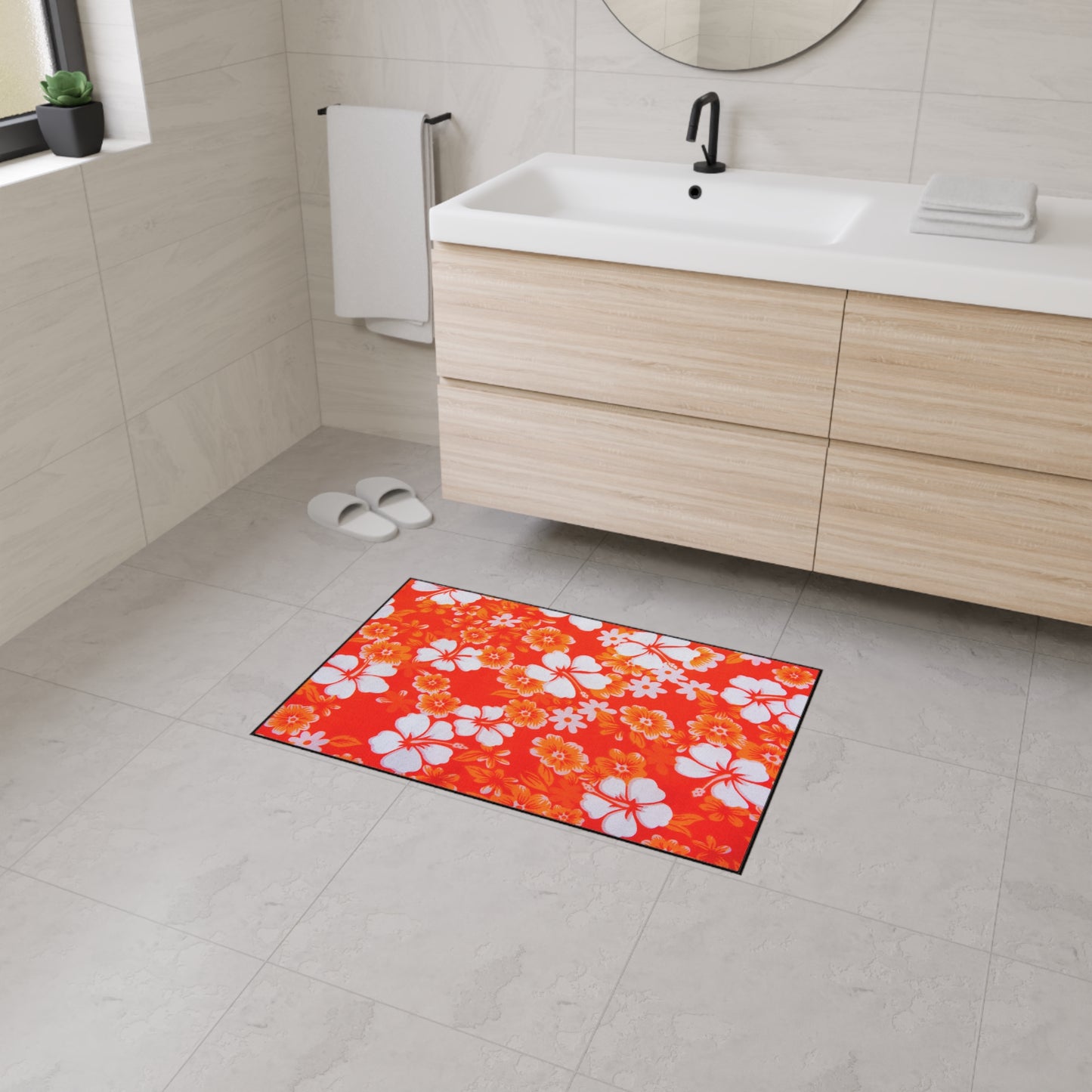 Decorative Heavy Duty Non-Slip Floor Mat Stylish Design Perfect for Entryway Kitchen Décor Beachy Hawaiian Rug Tropical Bathroom Floor