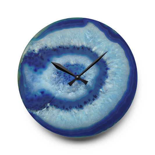 Blue Agate Crystal Geode Unique Design Acrylic Wall Clock Crystal Lover Gemologist Gift Nature Lover Rock Gift