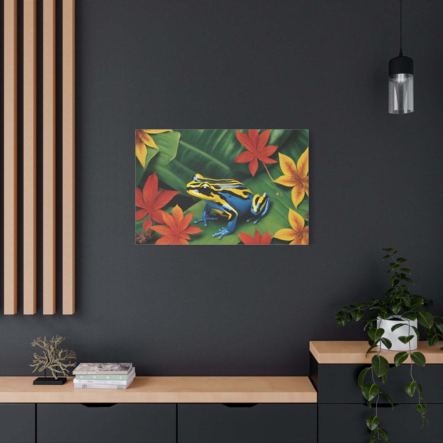 Dart Frog on Leaf Print Wall Art | Matte Canvas, Stretched, 1.25" | Ocean | Nature | Tranquill | Tropical | Fall leaves |