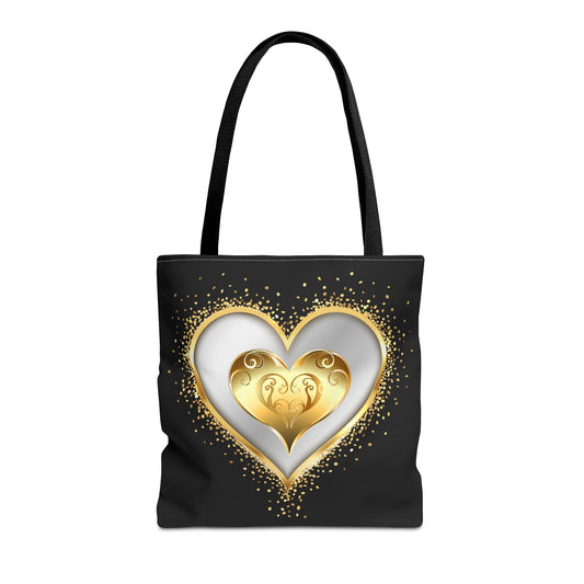 Heart Tote Bag | Carryall | Gold & Silver | Love | Happiness | Friendship |