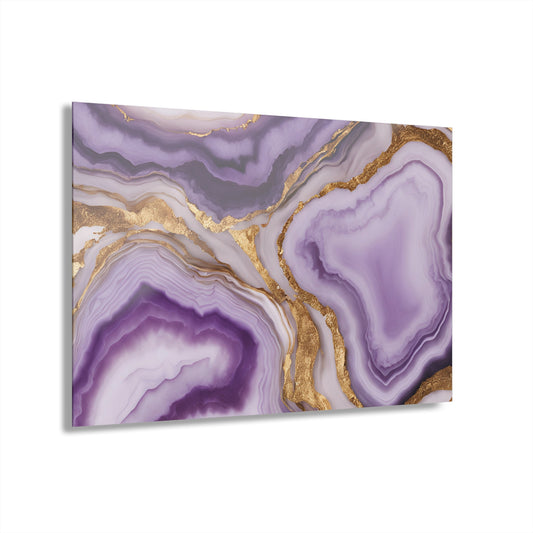 Large Geode-Inspired Design Acrylic Print with French Cleat Agate Marble-look Nature Wall Art Rock Lover Relaxing Artwork Modern Home Decor