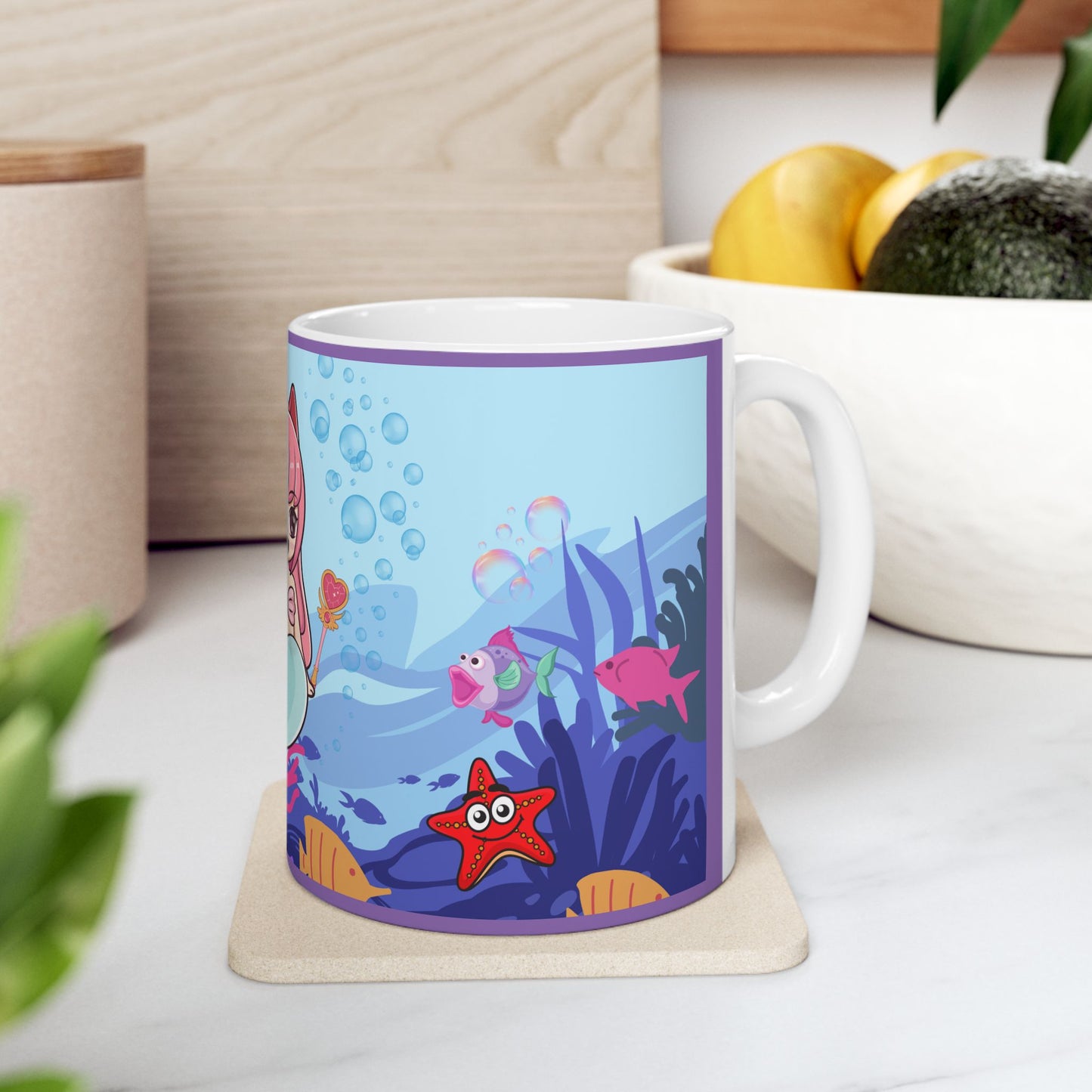 Cute Kitty Mermaid Underwater Anime Design Coffee Tea Mug Gift