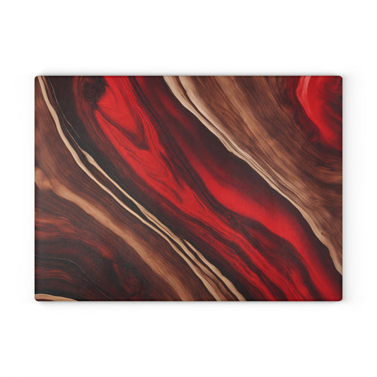 Kitchen Decor Glass Wood-look Image Nature Lover Cutting Board Serving Tray Home Cook Gift Colorful Glass Charcuterie Board