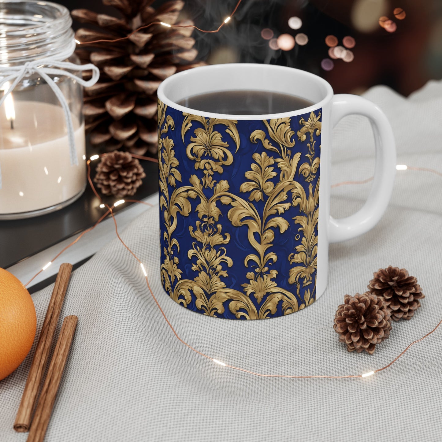 Beautiful Damask Pattern Ceramic Mug, (11oz, 15oz)