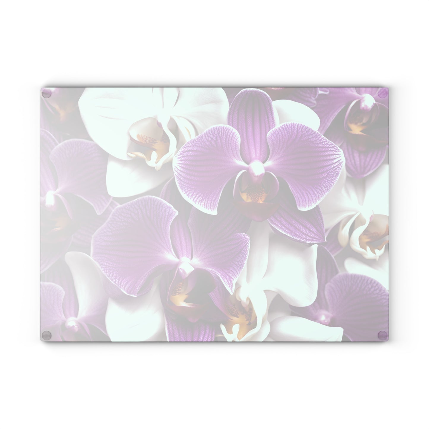 Kitchen Decor Glass Cutting Board Serving Tray with Orchid Design Pattern Cutting Board Gift for Home Cook Charcuterie Board