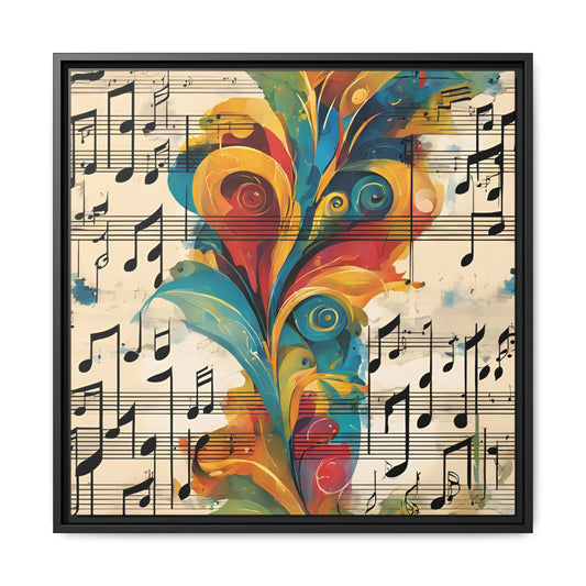 Modern Sheet Music-Themed Print Abstract Design Unique Framed Canvas Print Treble Clef Note Wall Art Music Lover Gift Decor 3 frame colors