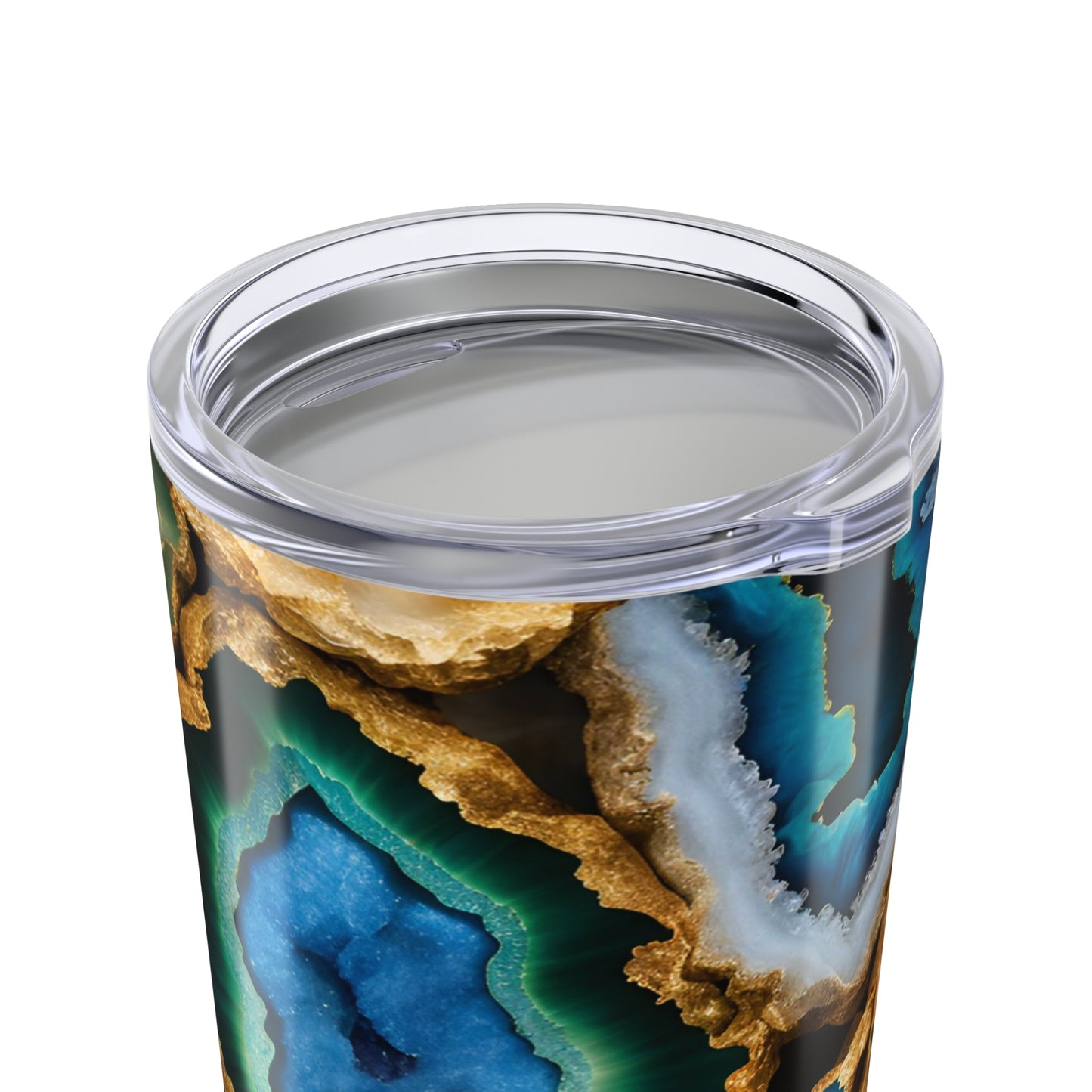 Blue and Green Amethyst Crystal Geode Design 20 oz Tumbler Nature Lover Gift Geology Rock Lover Insulated Stainless Hot or Cold Tumbler