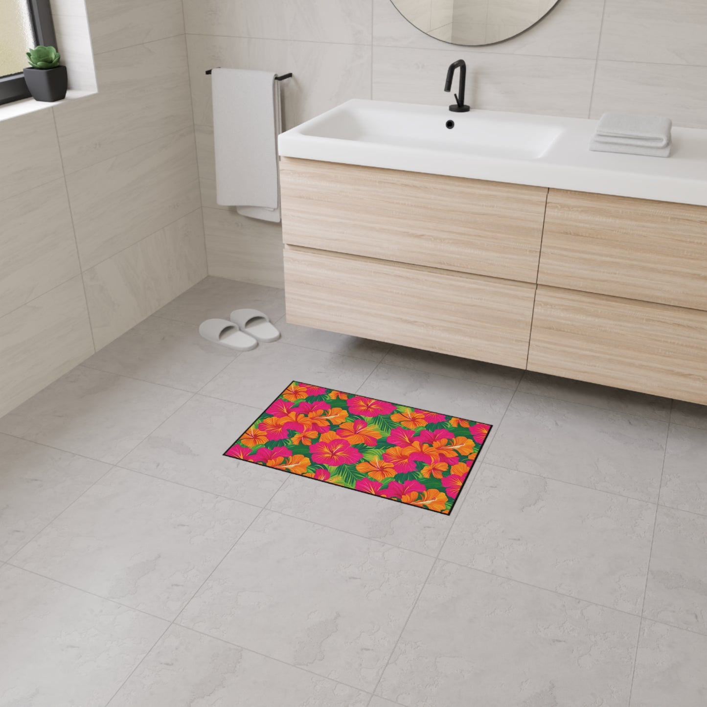 Decorative Heavy Duty Non-Slip Floor Mat Stylish Design Perfect for Entryway Kitchen Décor Beachy Hawaiian Rug Tropical Bathroom Floor