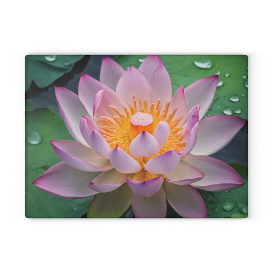 Kitchen Decor Glass Cutting Board Serving Tray with Lotus Flower Design Cutting Board Gift for Home Cook Charcuterie Board