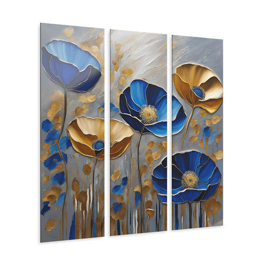 Modern Art Style Poppy Design Triptych Acrylic Print Floral Wall Art Unique Flower Garden Theme Cottage Core Decor