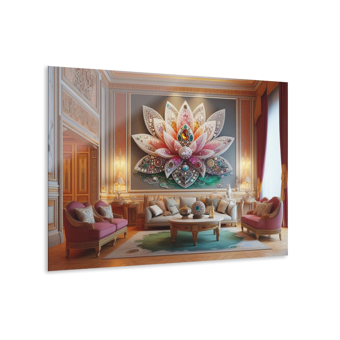 Large Lotus Blossom Floral Design Acrylic Print with French Cleat Nature Lover Wall Art Flower Lover Gift Artwork Modern Garden Home Decor