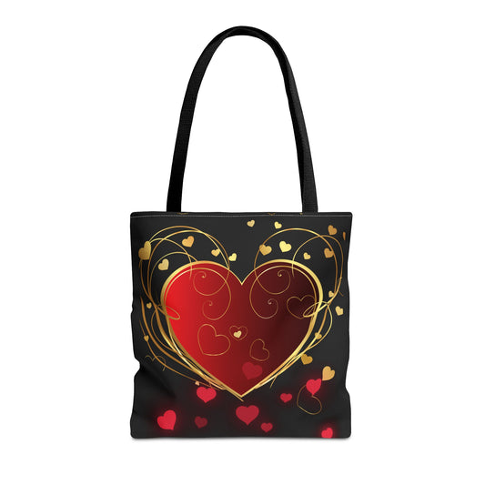 Heart Tote Bag | Carryall | Red and Gold | Love | Happiness | Friendship |