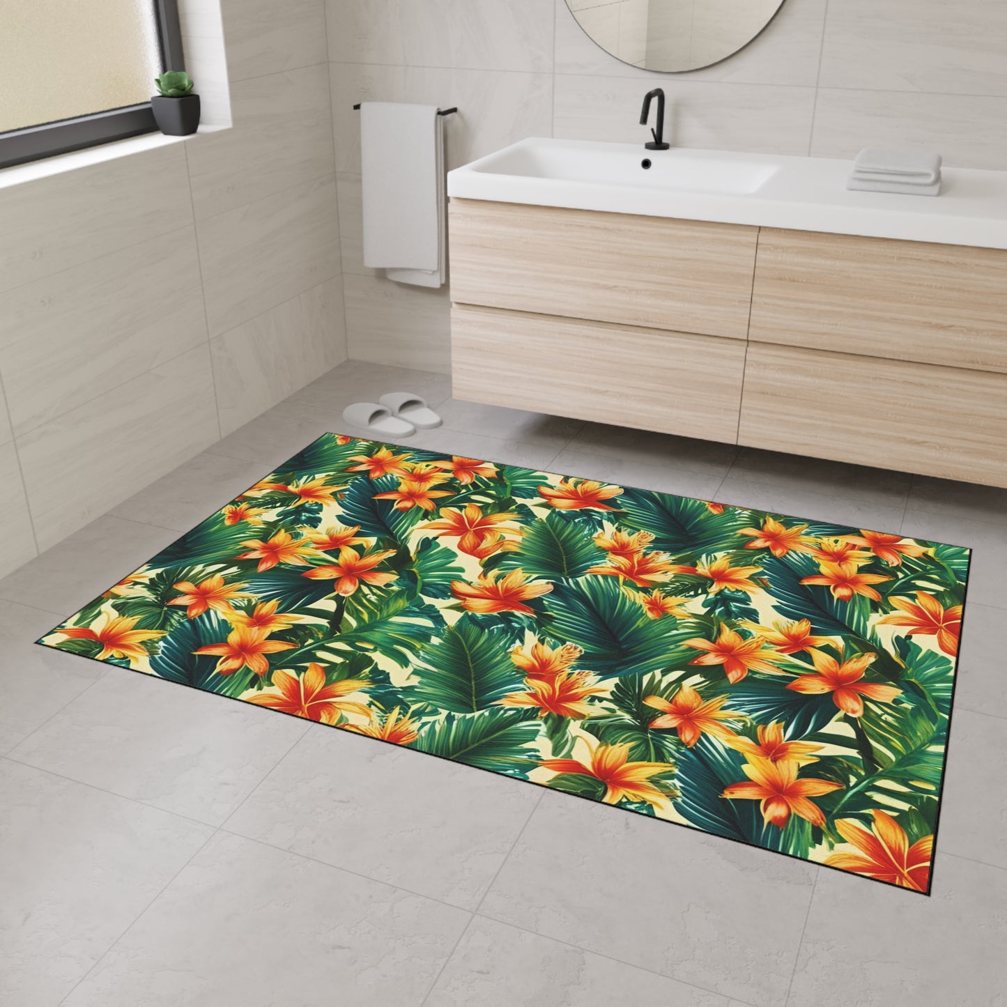 Decorative Heavy Duty Non-Slip Floor Mat Stylish Design Perfect for Entryway Kitchen Décor Garage Rug Tropical Bathroom Floor Door Mat