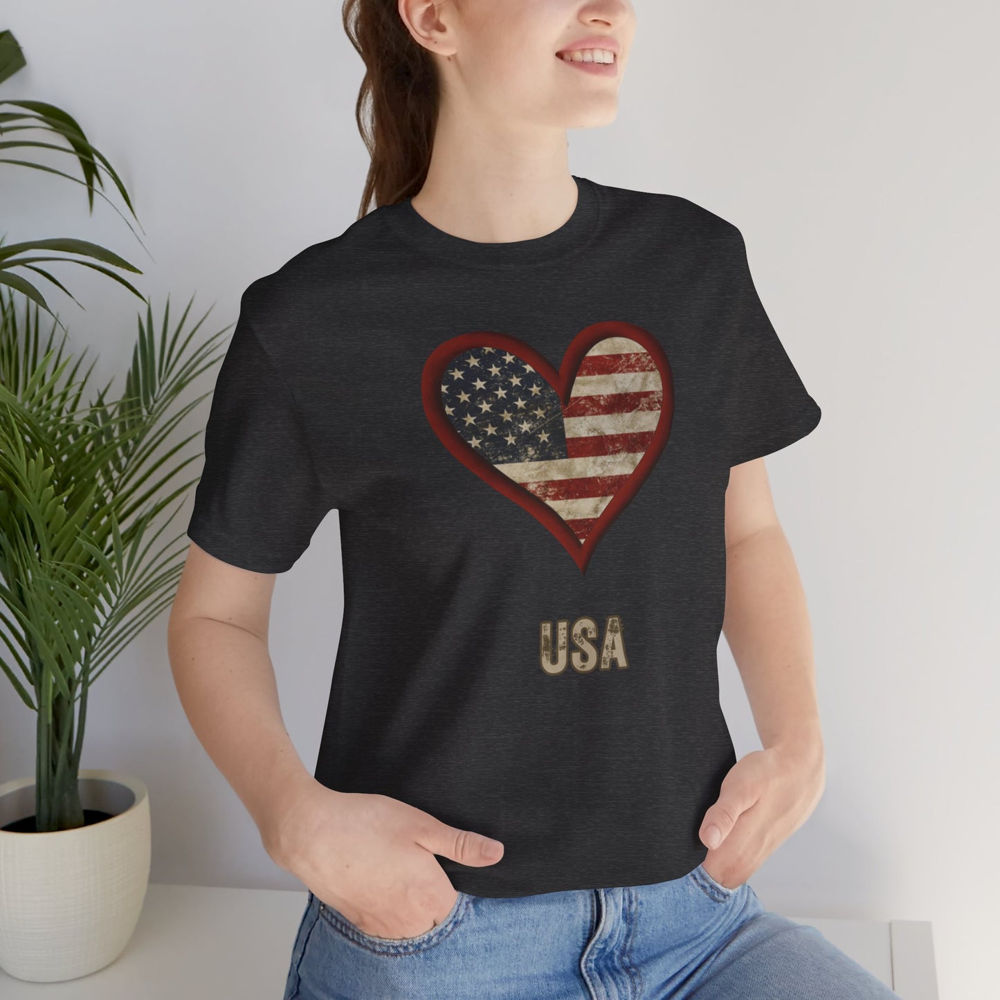 Flag and Heart T-shirt | Patriotic | Americana | Unisex | USA