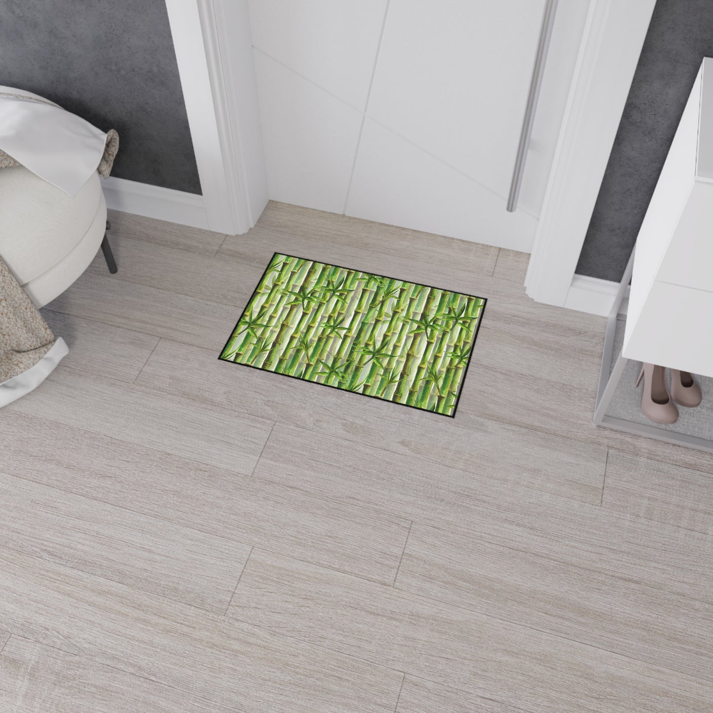 Decorative Heavy Duty Non-Slip Floor Mat Stylish Design Perfect for Entryway Kitchen Décor Beachy Rug Tropical Bamboo-look Bathroom Door Mat