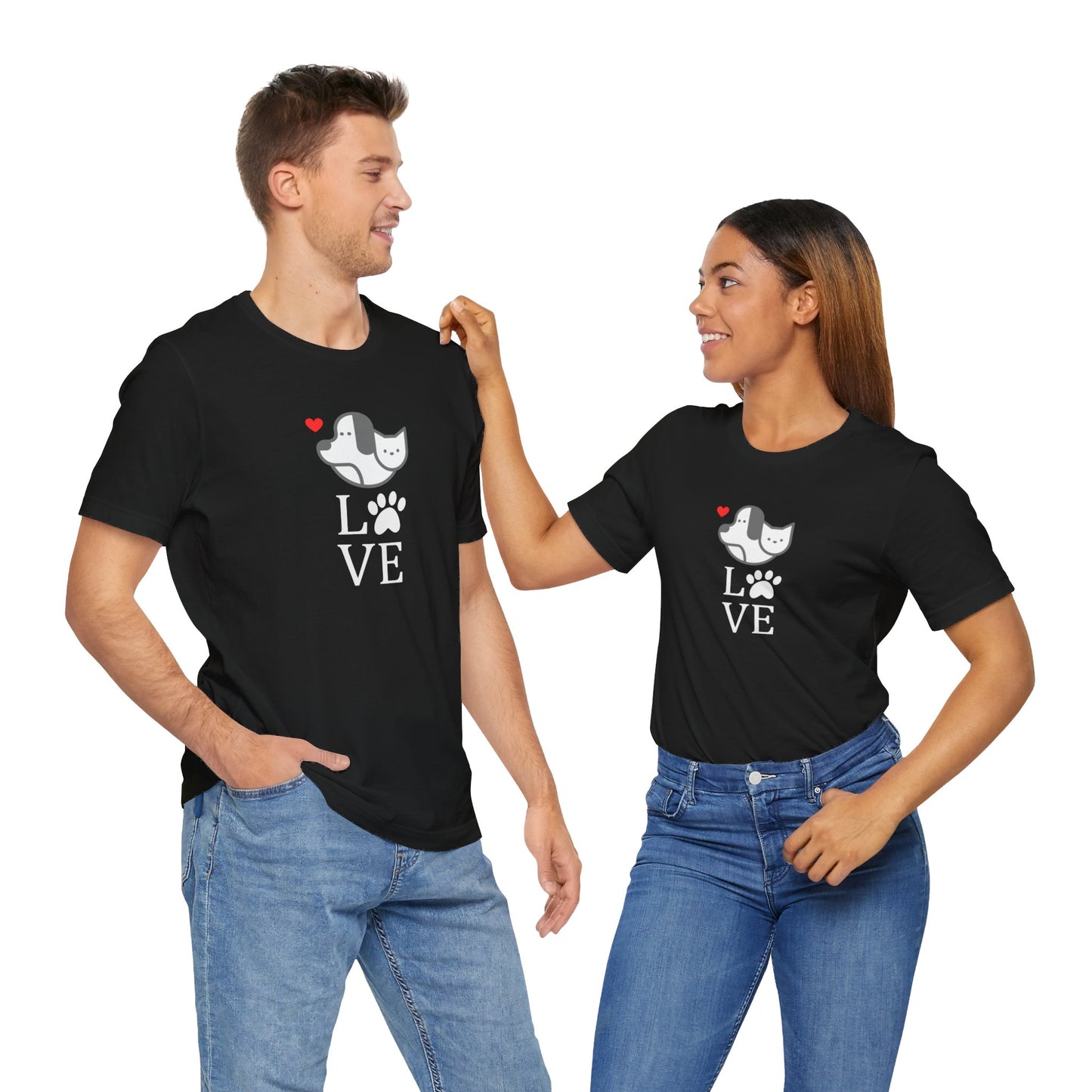 Dog and Cat Love T-shirt | Unisex | Funny | Dog Lover | Pet Lover | Animal Lover | Cat Lover |