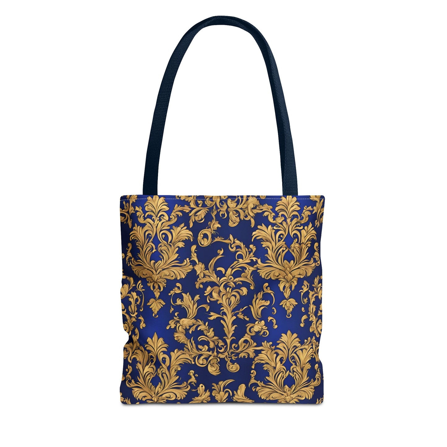 Elegant Royal Blue and Gold Damask Tote Bag | Carryall | Grocery Bag | Shopping Bag |