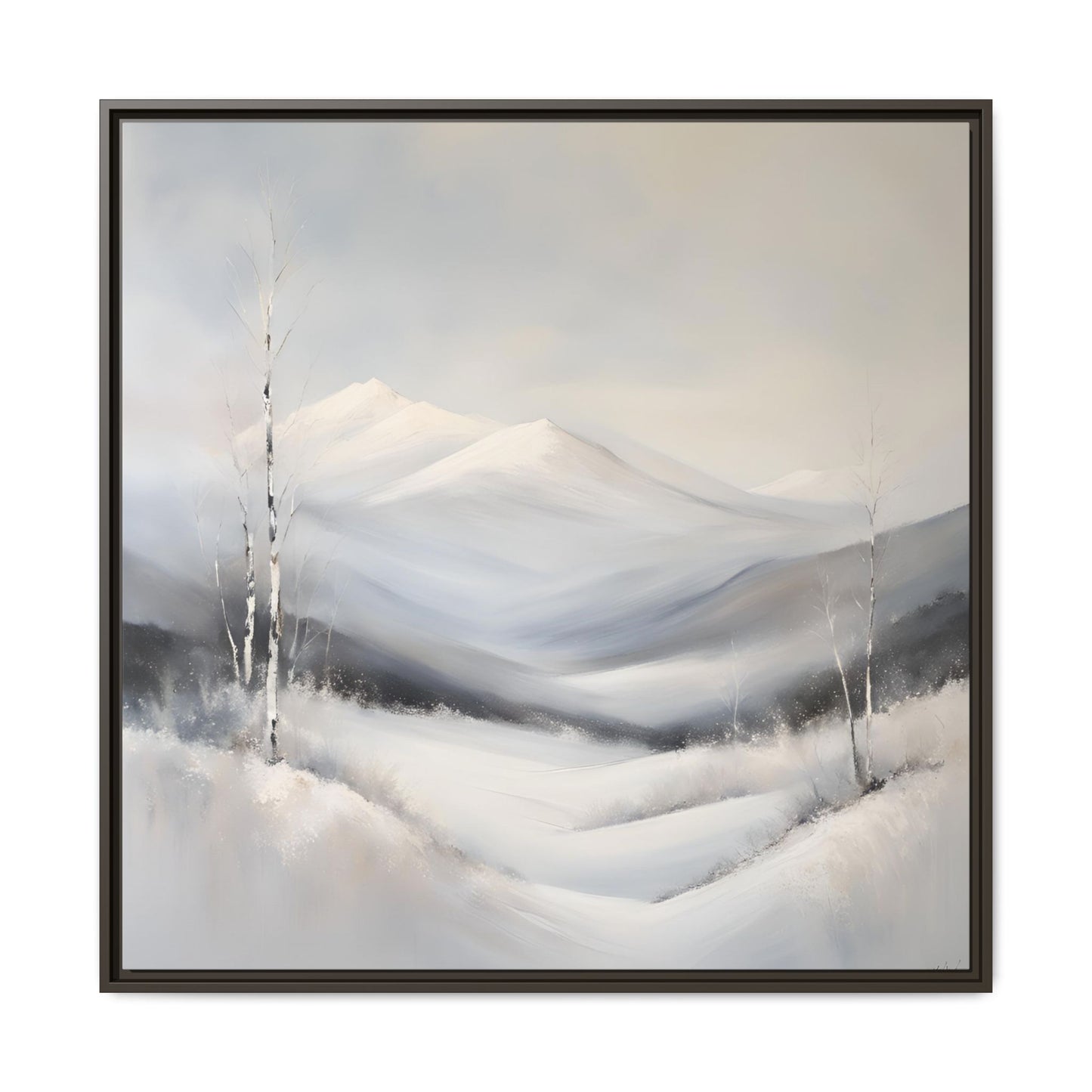 Modern Abstract Mountain Design Unique Framed Canvas Wall Art Snowy Gift Nature Lover Gift 3 frame colors