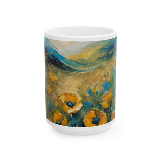 Boho Wildflowers Cottagecore 15-oz Coffee Mug Pressed Flowers Pastel Floral Nature Mug Wildflower Tea Cup Flower Garden Lover Gift for Her