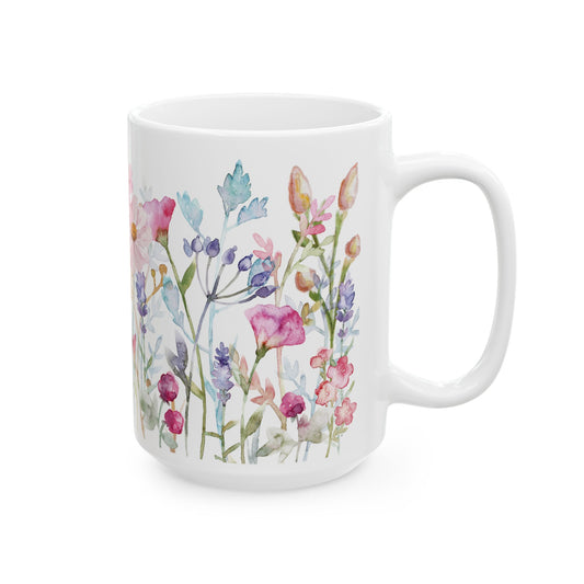 Watercolor Wildflowers Cottagecore Coffee Mug Pressed Flowers Mug Pastel Floral Nature Mug Wildflower Teacup Flower Garden Lover Gift