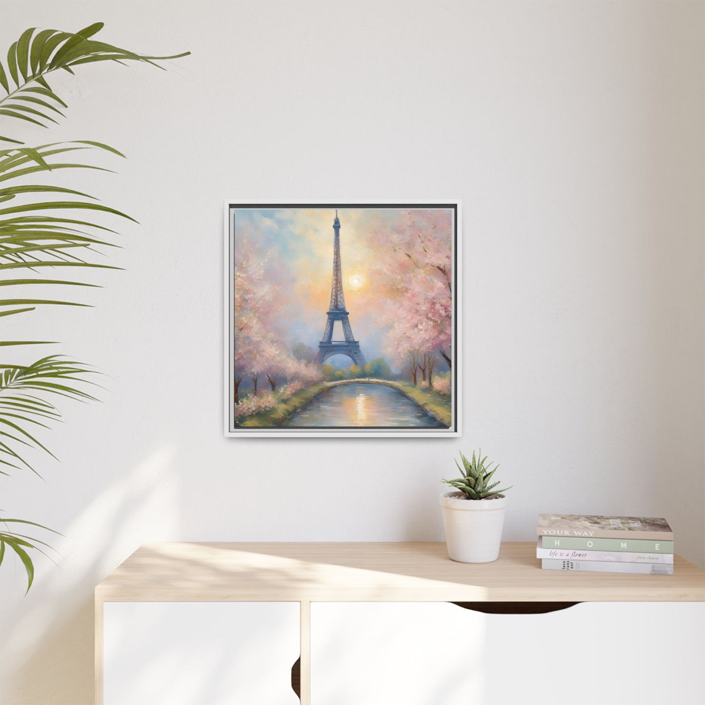Modern Abstract Pastel Eiffel Tower Design Unique Framed Colorful Canvas Landscape Wall Art Paris France Gift Landscape Gift 3 frame colors