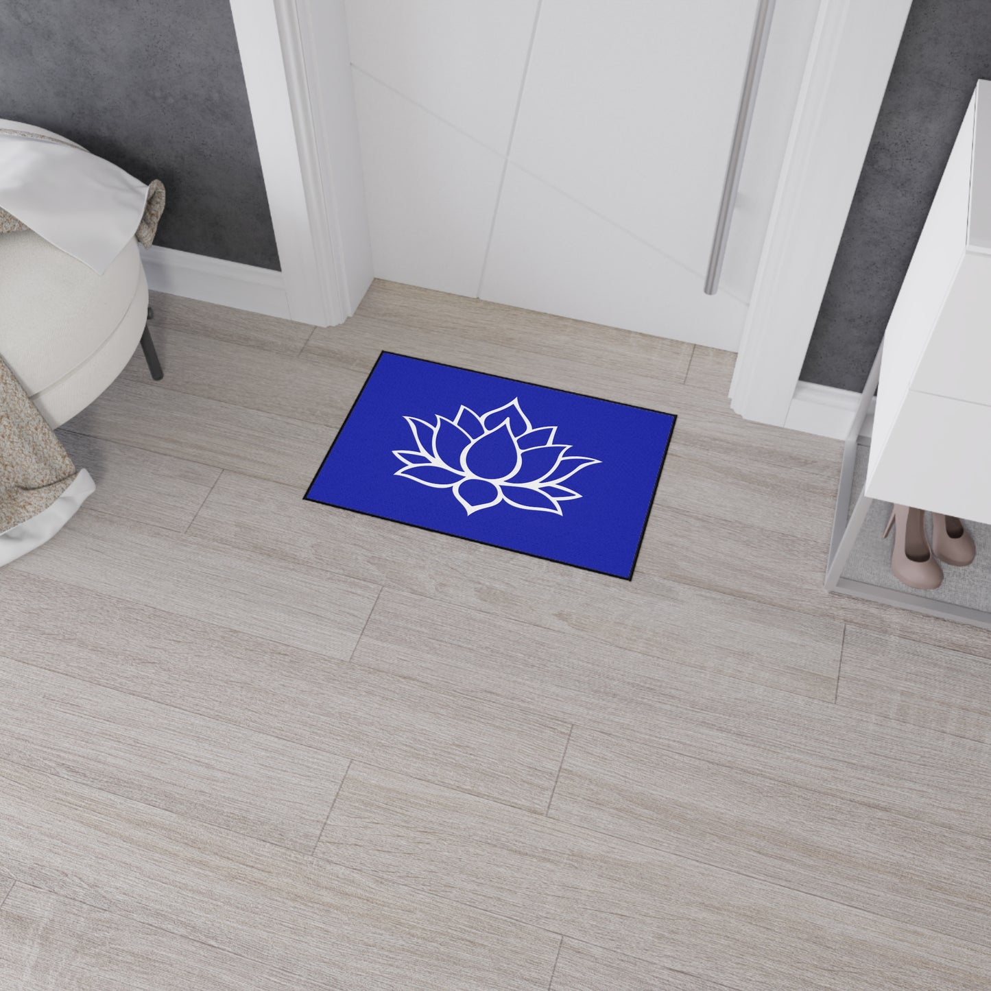 Decorative Heavy Duty Non-Slip Floor Mat Stylish Design Perfect for Entryway Kitchen Décor Blue Lotus Blossom Floral Design Rug Bathroom Mat