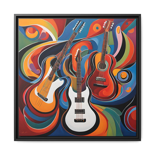 Modern Music-Themed Print Abstract Design Unique Framed Canvas Print Guitar Wall Art Music Lover Gift Decor 3 frame colors