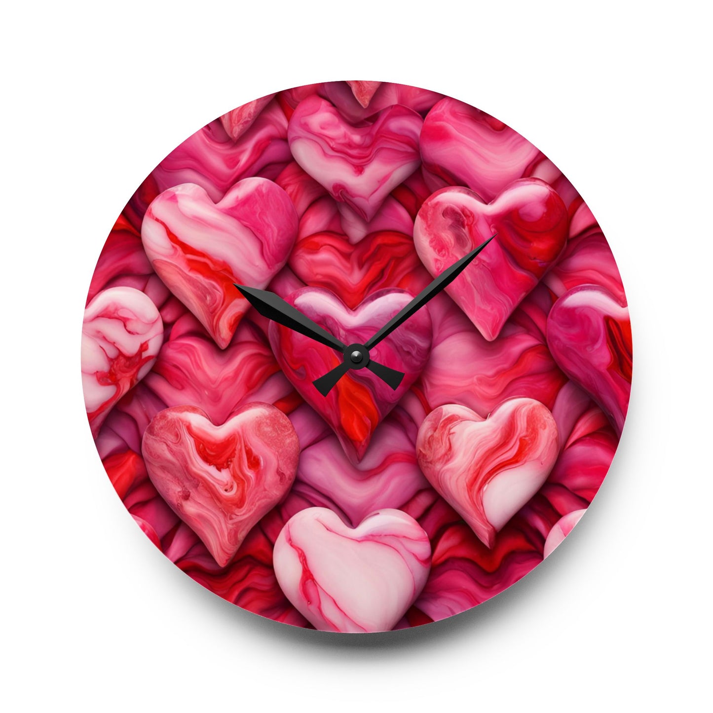 Heart Design Acrylic Office Clock Unique Colorful Wall Clock for Kitchen or Living Room Nature Lover Gift Rock Art Design
