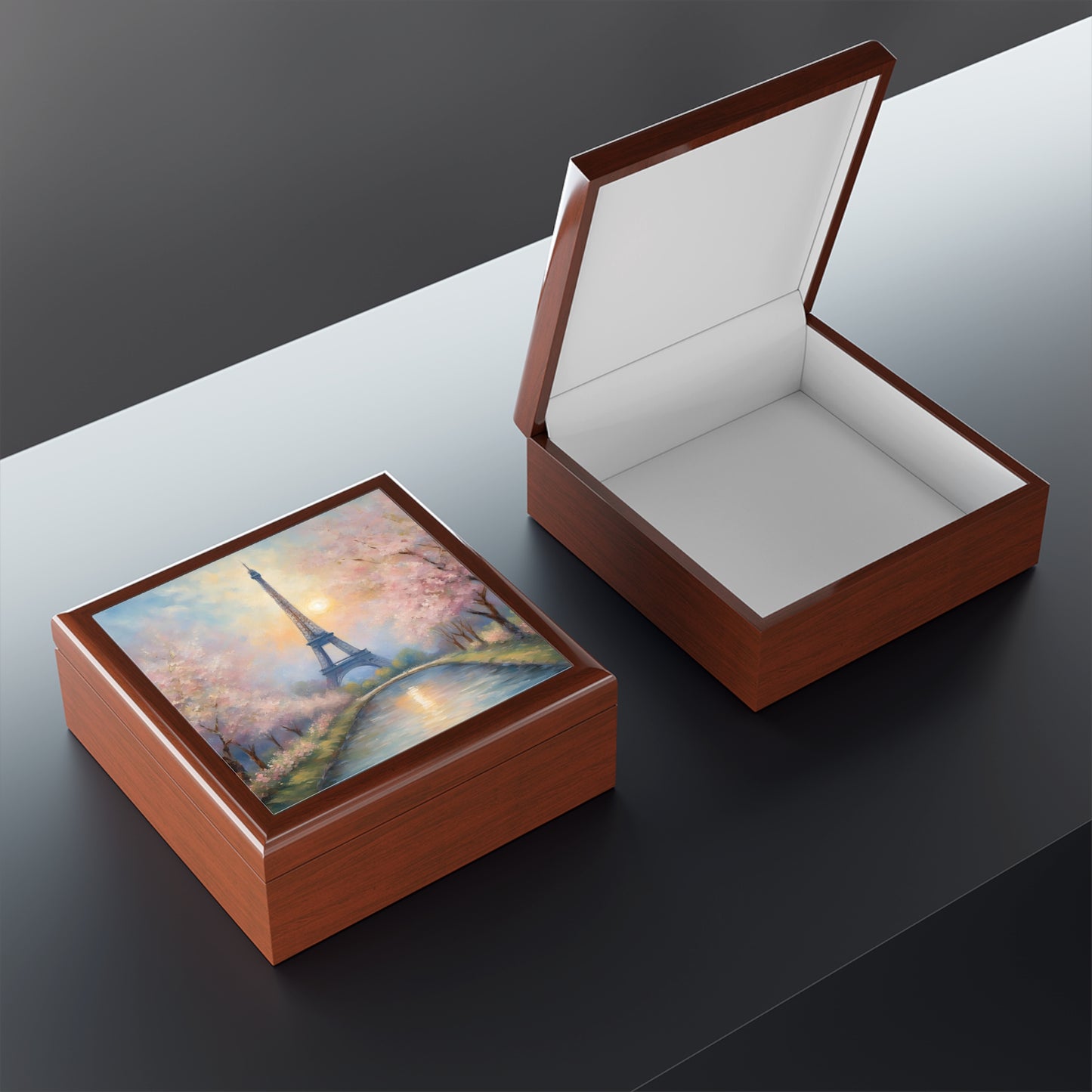 Unique Jewelry Box Paris Eiffel Tower Trinket Box Bedroom Dresser Palm Tree Decor French Design Vanity Gift Box - 3 colors to choose from