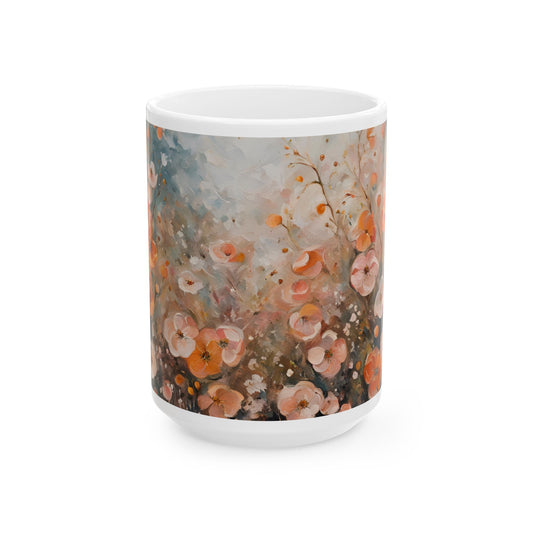 Boho Wildflowers Cottagecore 15-oz Coffee Mug Pressed Flowers Pastel Floral Nature Mug Wildflower Tea Cup Flower Garden Lover Gift for Her