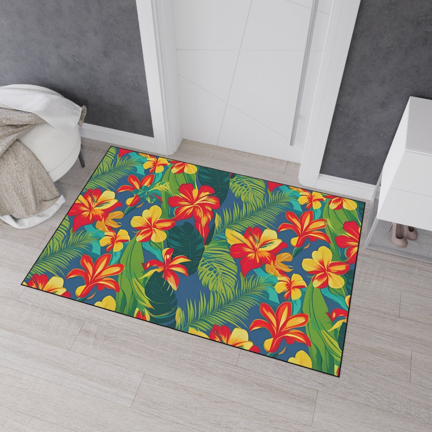 Decorative Heavy Duty Non-Slip Floor Mat Stylish Design Perfect for Entryway Kitchen Décor Garage Rug Tropical Bathroom Floor Door Mat