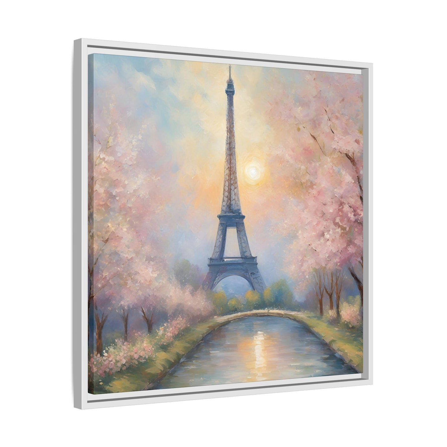 Modern Abstract Pastel Eiffel Tower Design Unique Framed Colorful Canvas Landscape Wall Art Paris France Gift Landscape Gift 3 frame colors
