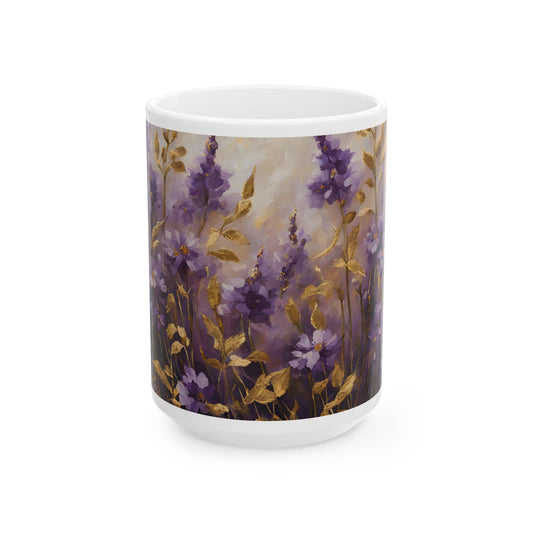 Boho Wildflowers Cottagecore 15-oz Coffee Mug Pressed Flowers Pastel Floral Nature Mug Wildflower Tea Cup Flower Garden Lover Gift for Her