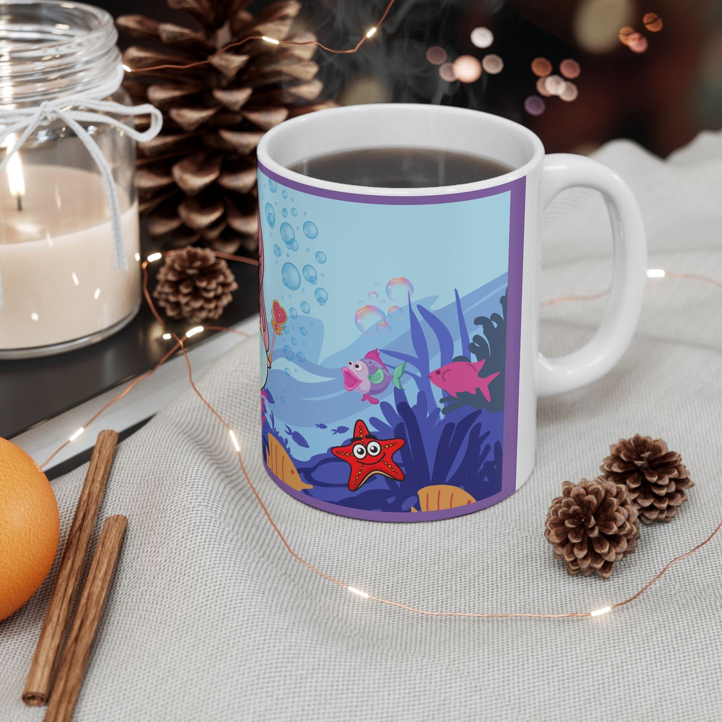 Cute Kitty Mermaid Underwater Anime Design Coffee Tea Mug Gift