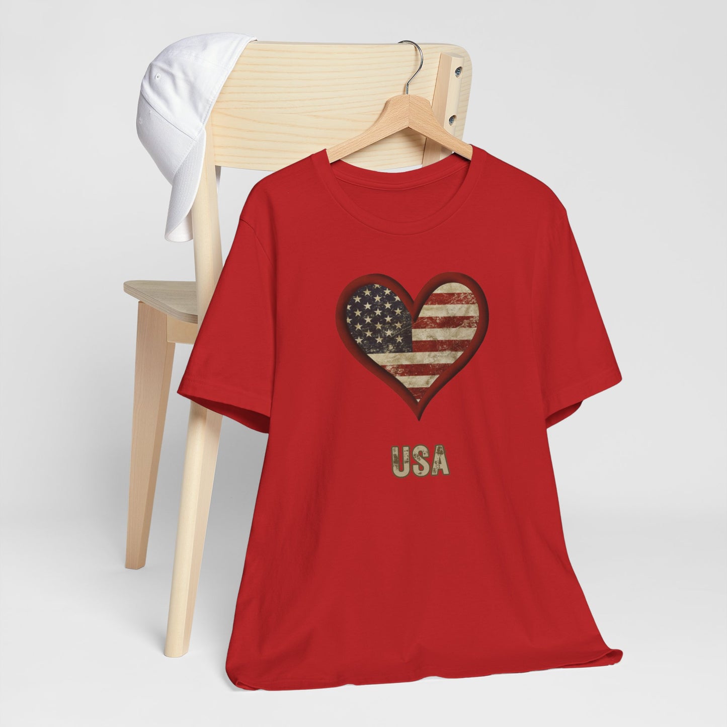 Flag and Heart T-shirt | Patriotic | Americana | Unisex | USA