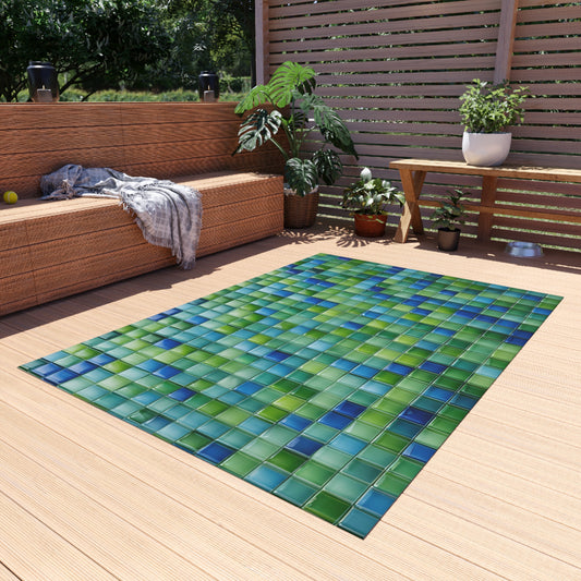 Chenille Outdoor Rug with No-Skid Backing Cozy Outdoor Carpet Patio Decor Gazebo Rug Pool Area Decor Outdoor Kitchen Carpet