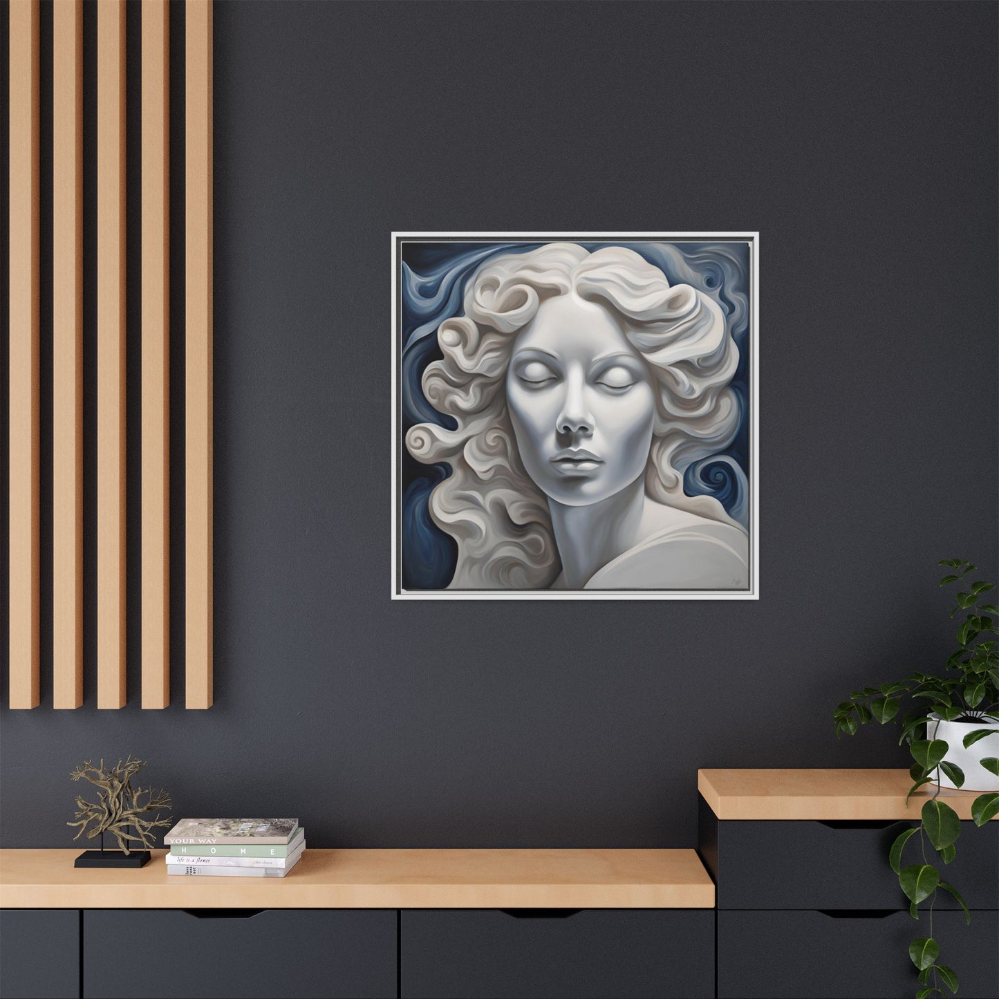 Modern Abstract Woman's Face Design Unique Framed Print Canvas Wall Decor Gift 3 frame colors to chose from