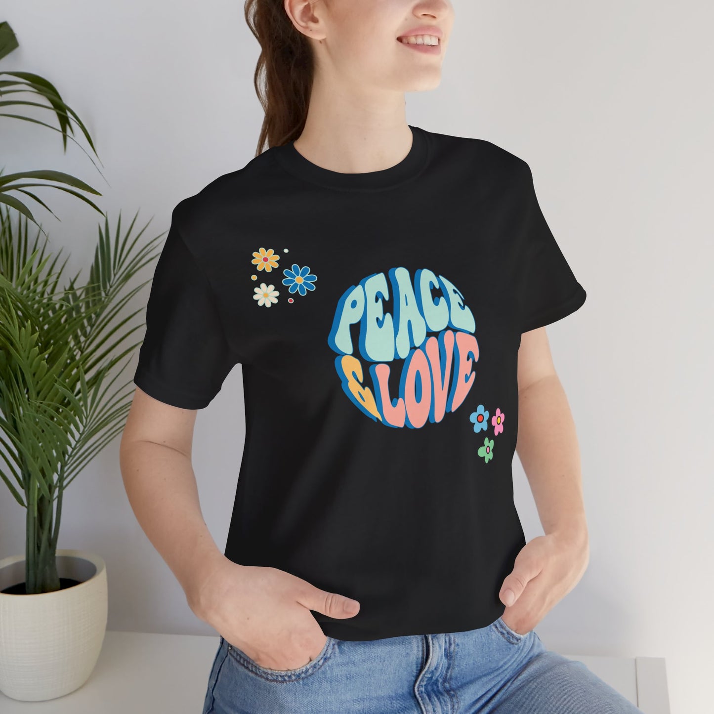 Peace and Love T-shirt | Unisex Retro Happy Inspirational Uplifting Hopeful Gift Tee |