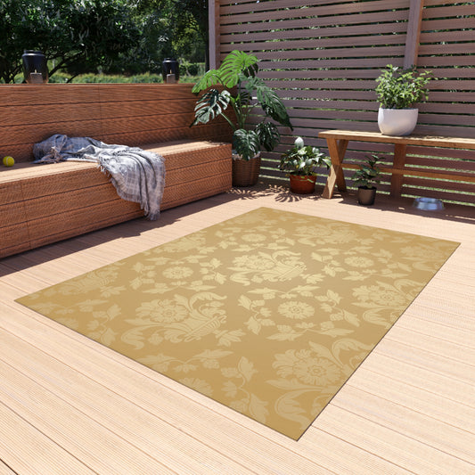 Chenille Outdoor Rug with No-Skid Backing Cozy Outdoor Carpet Patio Decor Gazebo Rug Pool Area Decor Outdoor Damask Pattern Kitchen Carpet