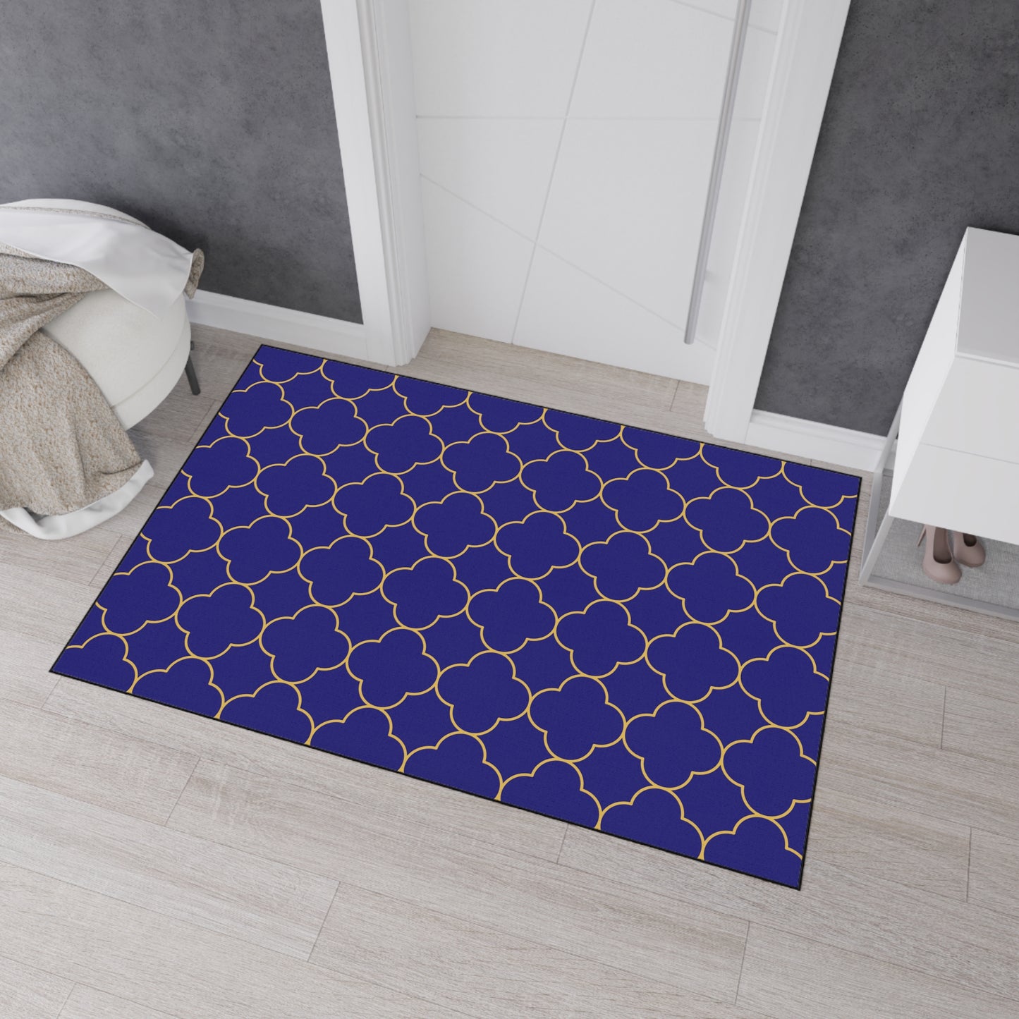 Decorative Heavy Duty Non-Slip Floor Mat Stylish Design Perfect for Entryway Kitchen Décor Blue Geometric Design Blue Rug Bathroom Mat