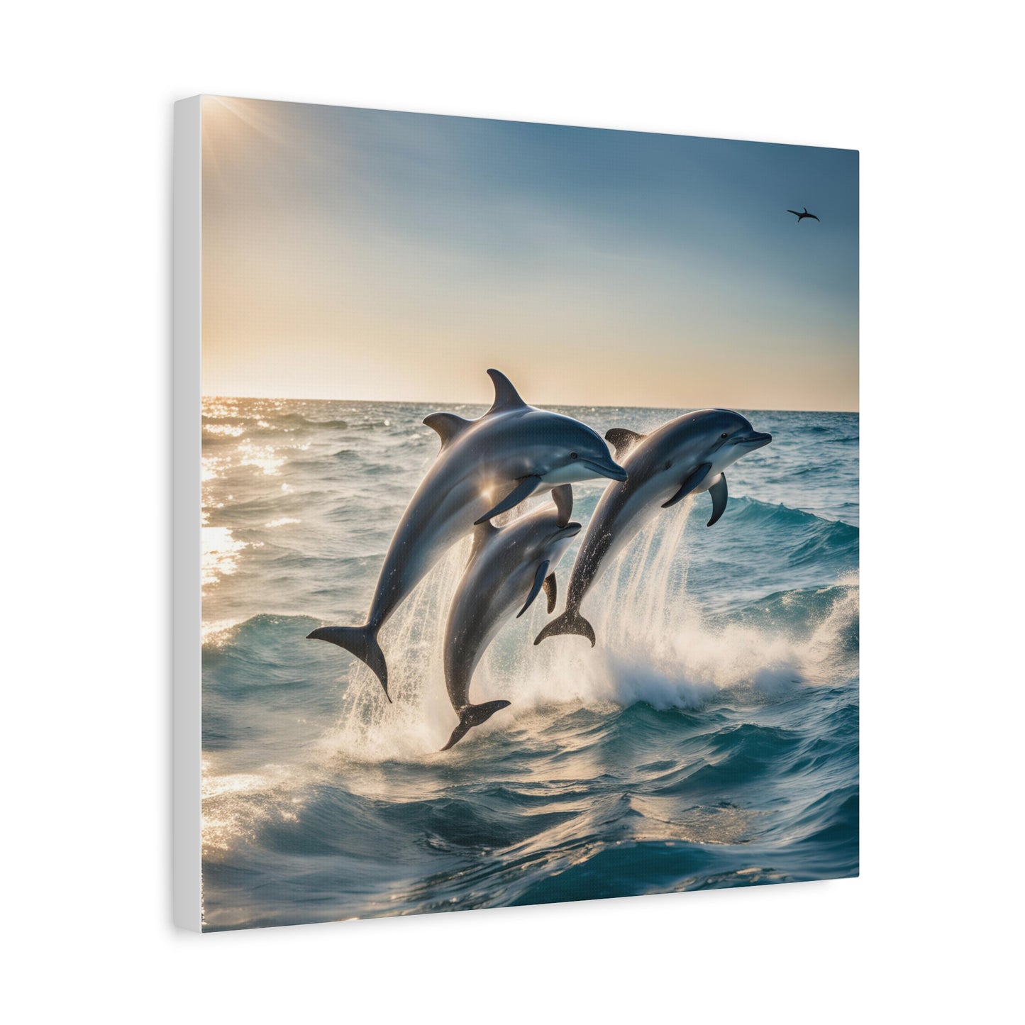 Dolphins Print Wall Art | Matte Canvas, Stretched, 1.25" | Animal Lover | Oceanic | Sea Life |