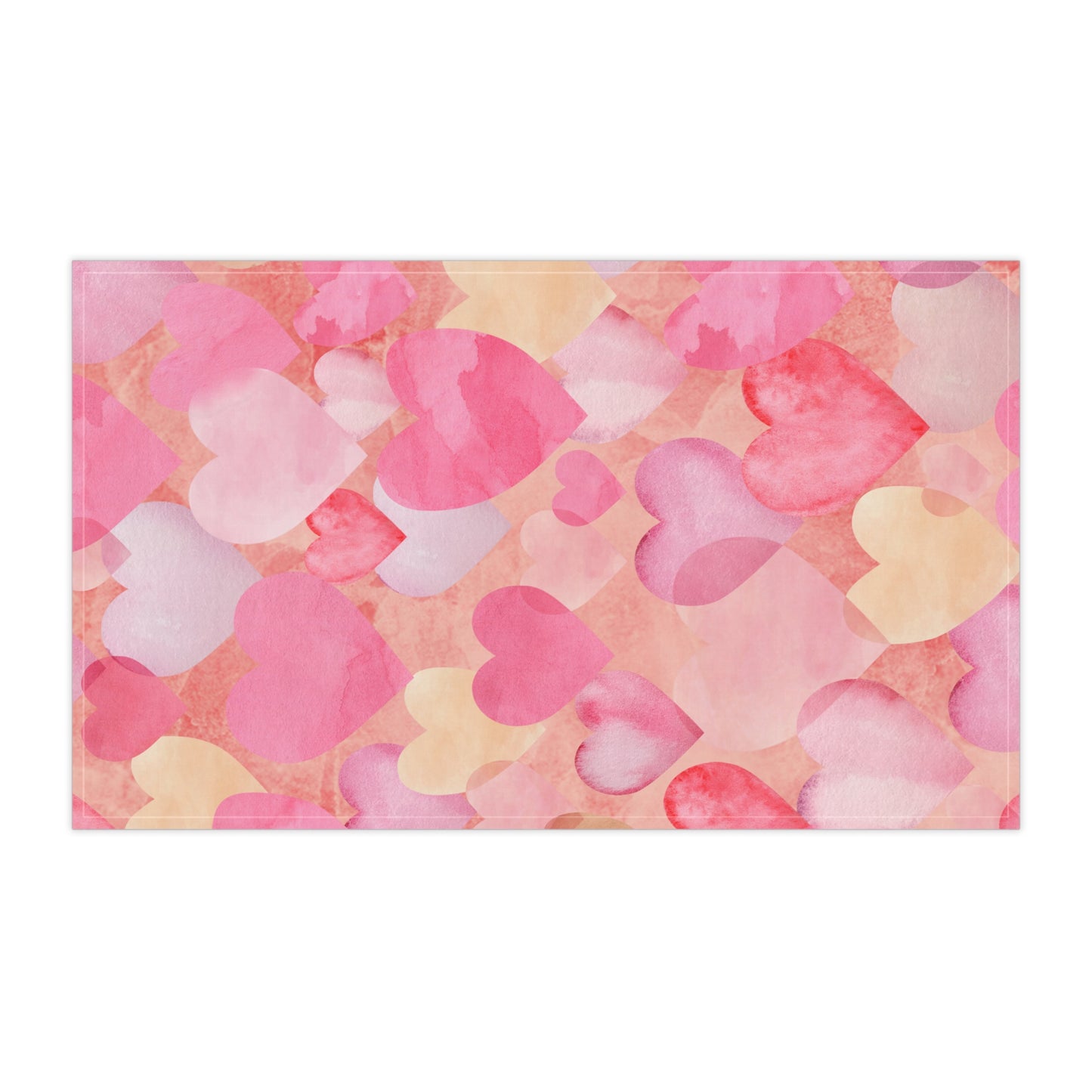 Heart Design Floral Pastel Kitchen Tea Towel Durable Hand Towel Flower Lover Whimsical Home Decor Decorative Kitchen Cotton Twill Valentine