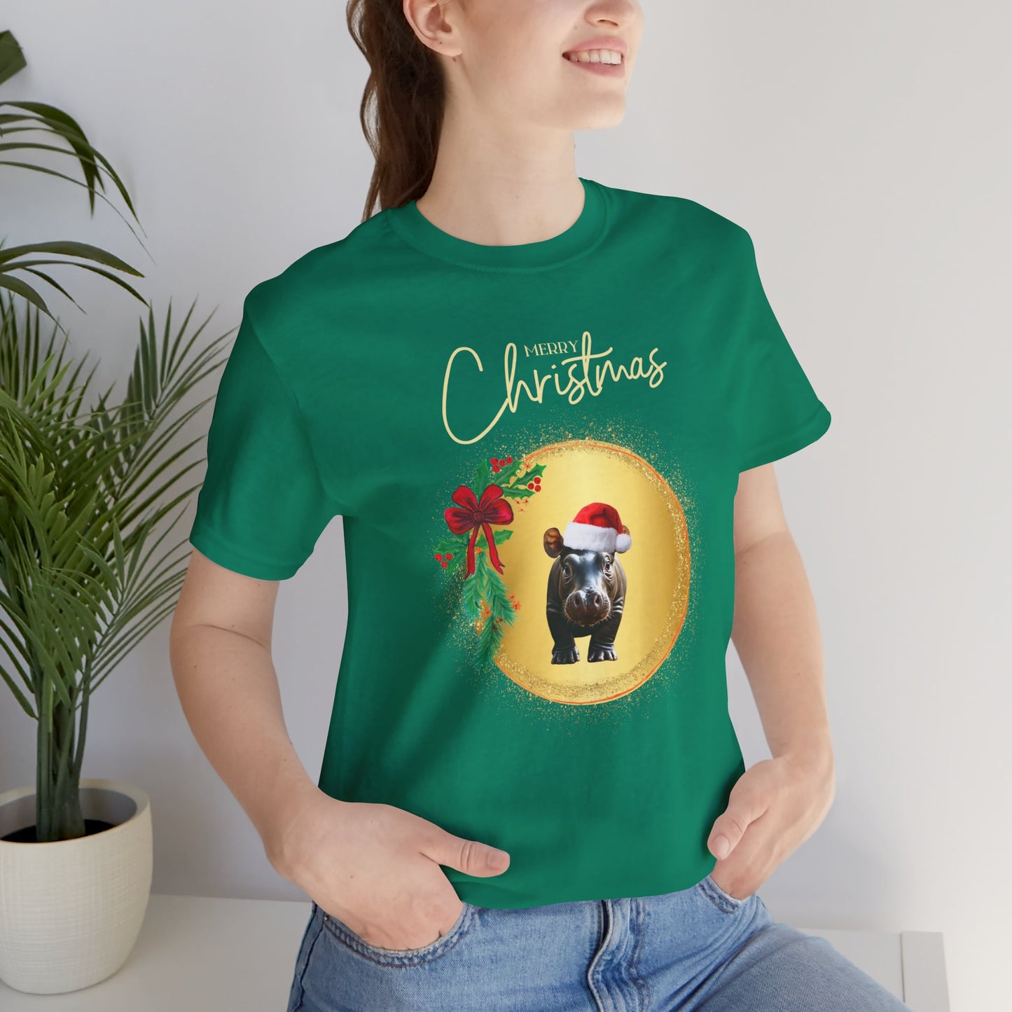 Merry Christmas Hippo T-Shirt | Unisex | Funny | Animal Lover | Ugly Sweater | Holiday gift |