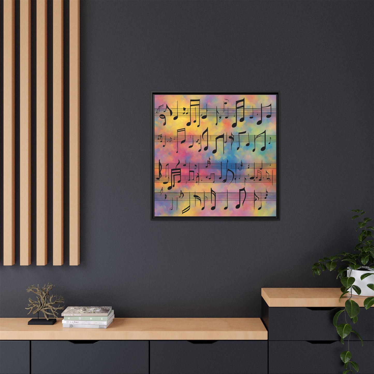 Modern Music-Themed Print Abstract Design Unique Framed Canvas Print Sheet Music Wall Art Music Lover Gift Decor 3 frame colors