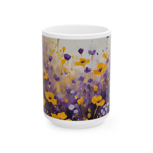 Boho Wildflowers Cottagecore 15-oz Coffee Mug Pressed Flowers Pastel Floral Nature Mug Wildflower Tea Cup Flower Garden Lover Gift for Her