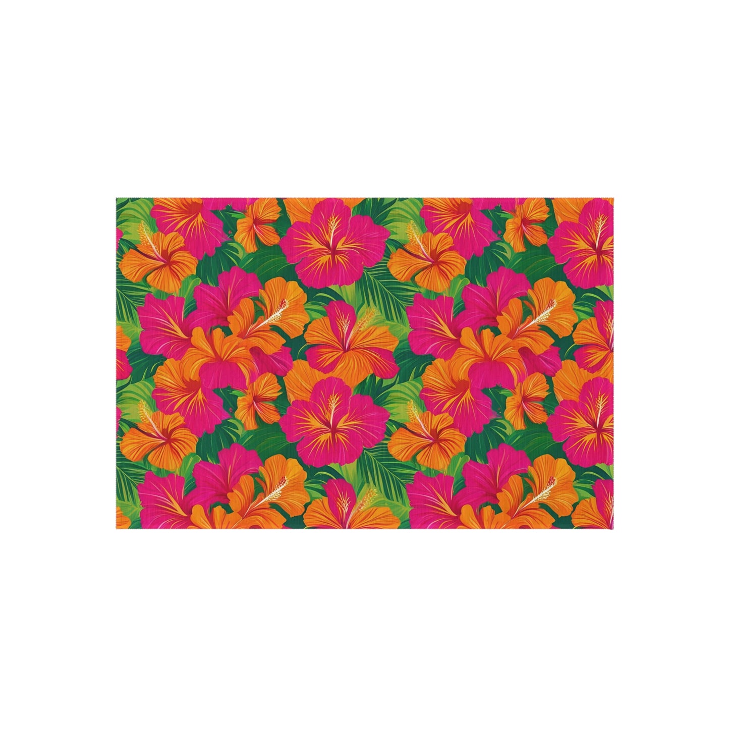 Tropical Chenille Outdoor Rug with No-Skid Backing Cozy Outdoor Carpet Patio Decor Hawaiian Floral Beachy Gazebo Rug Pool Area Decor