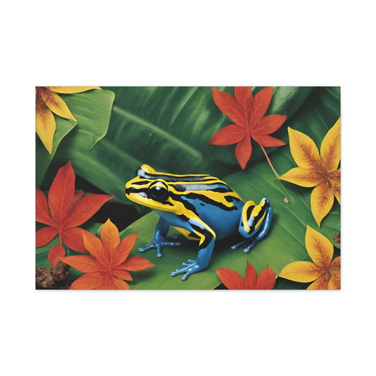 Dart Frog on Leaf Print Wall Art | Matte Canvas, Stretched, 1.25" | Ocean | Nature | Tranquill | Tropical | Fall leaves |